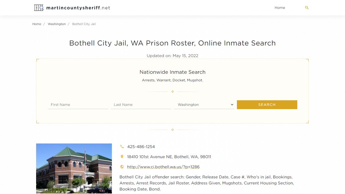 Bothell City Jail, WA Prison Roster, Online Inmate Search ...