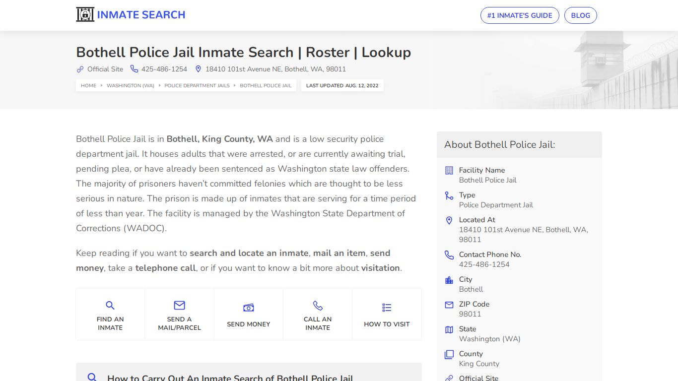 Bothell Police Jail Inmate Search | Roster | Lookup